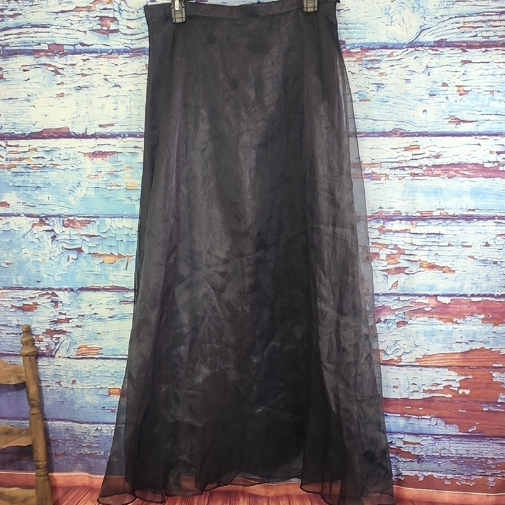 Ronni Nicole Sheer Black A-Line Skirt Size L
